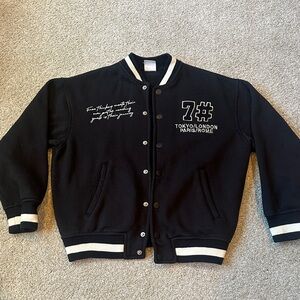 Zara Black Varsity Jacket with Embroidered Cities